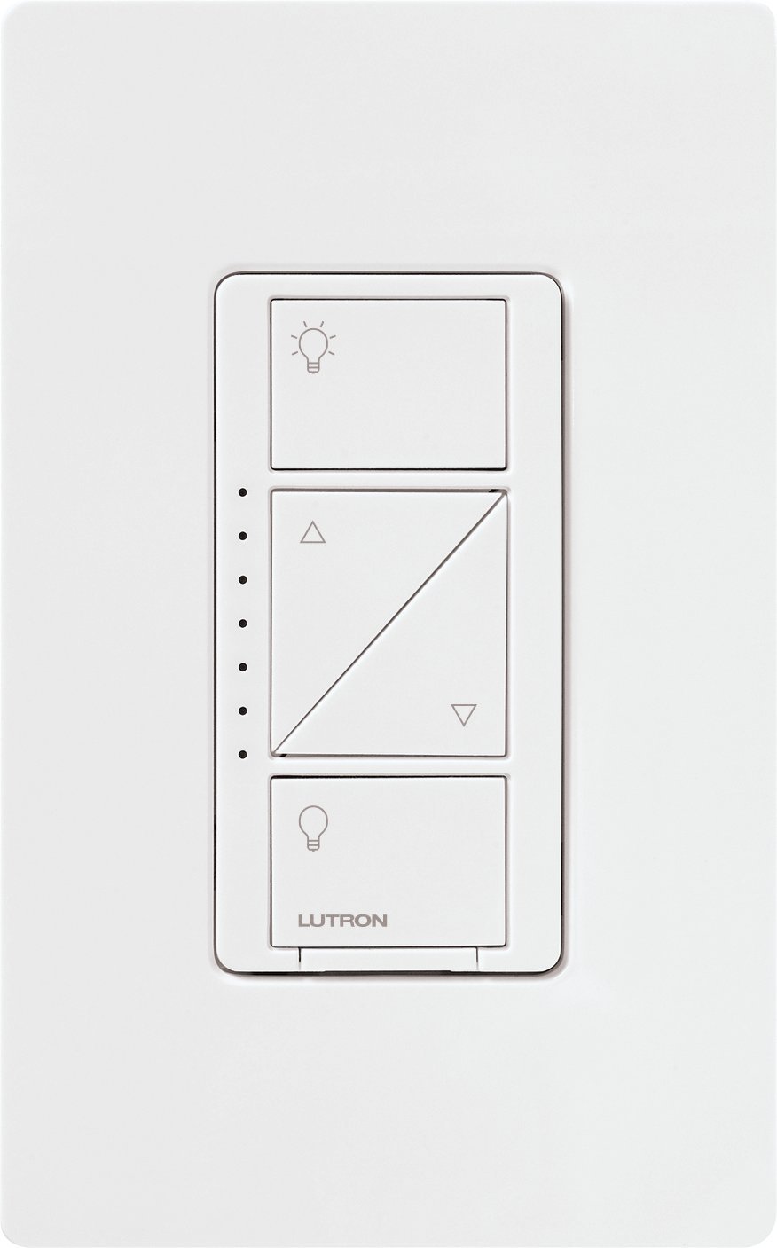 LUTRON P-PKG1W-WH Caseta Wireless 600-watt/150-watt Multi-Location In-Wall Dimmer with Pico Remote Control Kit, White