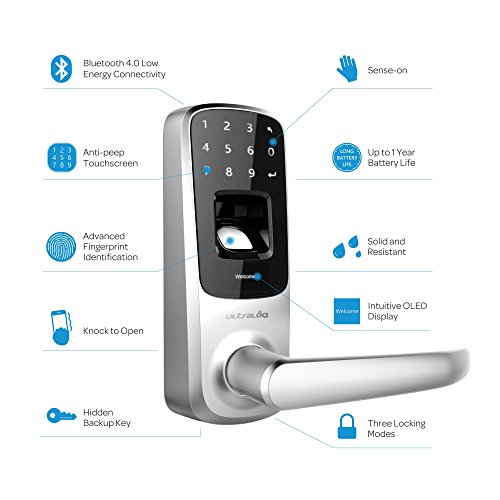 Ultraloq UL3 BT Bluetooth Enabled Fingerprint and Touchscreen Keyless Smart Door Lock